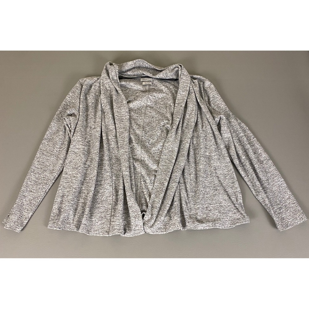Van‎ Heusen Cardigan Sweater Women's XL Gray Open Front  Knit Lightweight
